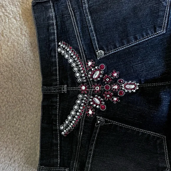 V Cristina red and crystal embellished Jeans, sz 6 - Picture 6 of 10